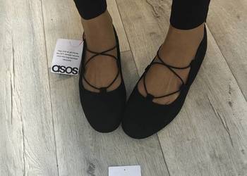 (42) ASOS Design/ Czarne baleriny wieczorowe z Londynu, NOWE
