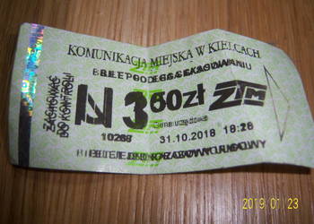 Bilet MZK MPK Kielce unikat przedruk ZTM zobacz