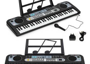 Duży keyboard pianino z mikrofonem dla dzieci + zasilacz