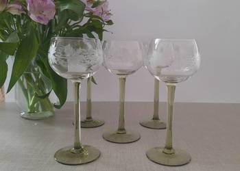 Antyczne kieliszki kryształowe z około 1920r ręcznie szlifowane szkło krysz