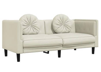 Sofa 2-osobowa z poduszkami kremowa aksamit WM-372639