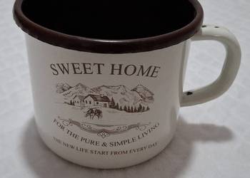 Kubek emaliowany, garnuszek Sweet Home, uszkodzony, 1,1L, 13x11cm (Kreatywn