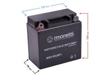 Akumulator Motocyklowy AGM MB9-BS 9AH 130A L+
