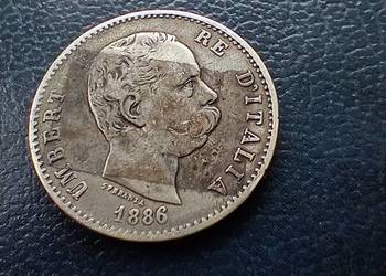 Stare monety 1 lir 1886 Włochy srebro