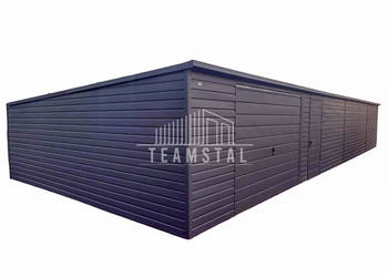 GARAŻ BLASZANY 15m x 6m - spad tył -  Brama + drzwi TS314