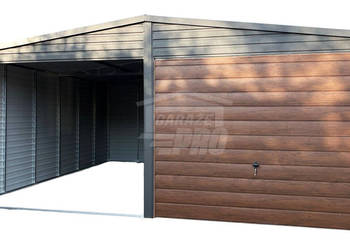 Garaż blaszany 6x6 m 2x brama uchylna ściana działowa rynny GP744
