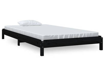 Łóżko sztaplowane czarne lite drewno sosnowe 100x200 cm WM-820391