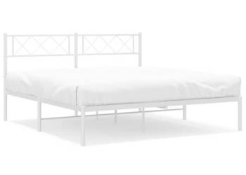Łóżko Metalowe Białe Rama Łóżka Ze Stelażem Biała 140x200 cm WM-372327