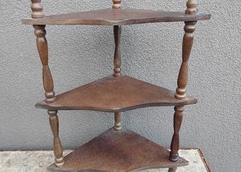 Stara drewniana półka narożna mała etażerka F001