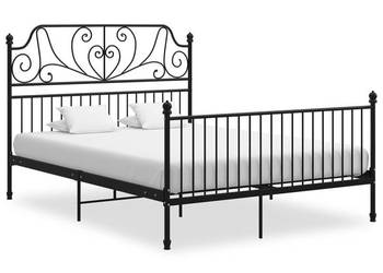 Łóżko Metalowe Czarne Rama Łóżka Ze Stelażem 140 x 200 cm WM-324850