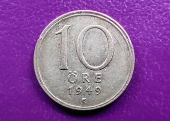 Moneta 10 ORE 1949 TS / SZWECJA - Srebro - Rzadkość !