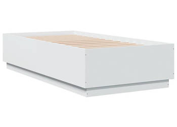 Rama łóżka z LED biała materiał drewnopochodny 75x190 cm WM-3209667