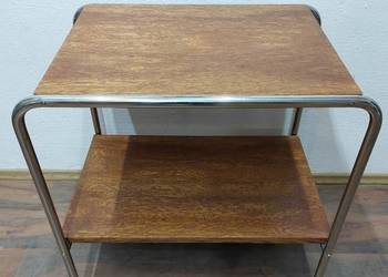 Stolik Dąb Chrom po renowacji Art Deco Bauhaus 1