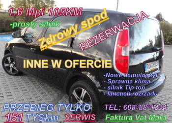Skoda Roomster 1.6 Mpi 105KM Mpi Klima Przebieg tylko 151tyś km