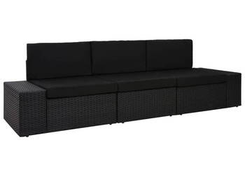 Sofa modułowa 3-osobowa rattan PE czarna WM-49506