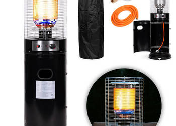 Ogrzewacz gazowy grzejnik 11 kW szklany na ogród patio reduktor wąż pokrow…