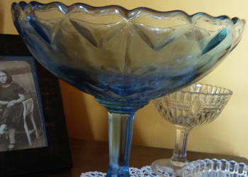 Duża patera owocarka Hortensja  z motywem trójkątów