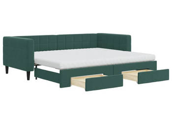 Sofa rozsuwana z szufladami ciemnozielona aksamit 90x200 cm WM-3196765