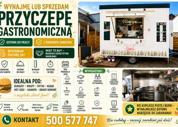 Przyczepa foodtruckowa z pełnym wyposażeniem