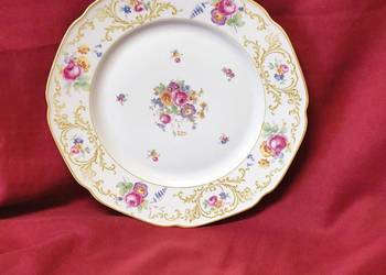 Porcelanowy talerz Tirschenreuth Bavaria – kwiaty, złocenia – vintage