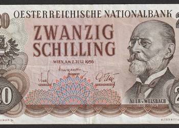 AUSTRIA 20 SCHILLING 1956 - AUER VON WELSBACH