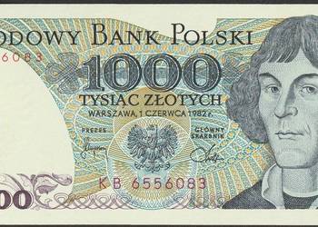 Polska 1000 złotych 1982 - KB - stan bankowy UNC