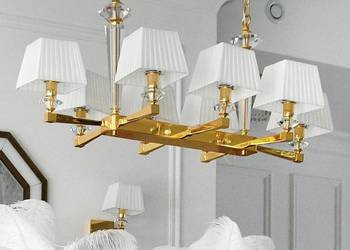 Żyrandol złoty glamour 100 cm klasyczny kryształowy OUTLET