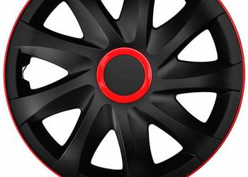 Kołpaki samochodowe 16’ czarne czerwone Kando Race kołpak