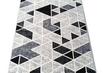 DYWAN 140X200 NEW IDEA GEOMETRIA CIEMNA GĘSTY WŁOS RÓŻNE WYMIARY