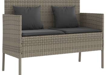 vidaXL Ławka ogrodowa z poduszkami, szara, polirattan(SKU:365773)