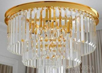 Plafon glamour kryształowy złoty żyrandol przysufitowy nowoczesny 50cm