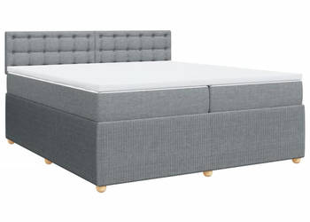Łóżko kontynentalne z materacem jasnoszare tkanina 200x200 cm WM-3287577