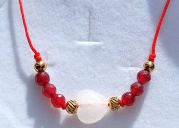 BRANSOLETKA SERCE KAMIEŃ KRYSZTAŁ GÓRSKI STAL 316L REGULOWANA SZNUREK