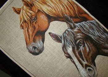 Ściereczxka Kuchenna Konie 80x45 cm LEN 100%