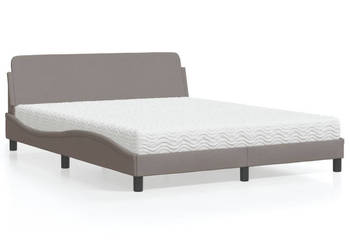 Łóżko z materacem taupe tkanina 160x200 cm WM-3208428