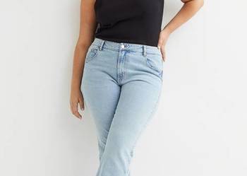 Spodnie jeansy H&M dzwony jasny niebieski plus size XXL 5XL 50 curvy