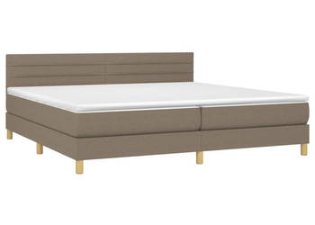 Łóżko kontynentalne z materacem taupe tkanina 200 x 200 cm WM-3133825