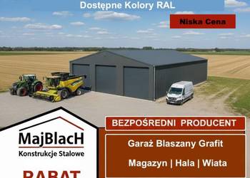 Garaż Blaszany Grafitowy z 3 x Bramami Wjazdowymi  – Maj-Blach