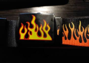 Parciany  pasek do spodni - płomienie Nowy