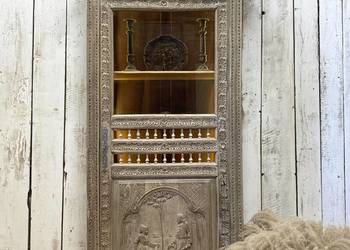 Francuska komoda-słupkowa dąb bielony, witryna w stylu Bretońskim