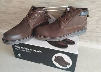 NOWE Buty męskie skórzane sznurowane BRĄZOWE roz 43 skóra naturalna Wysyłam
