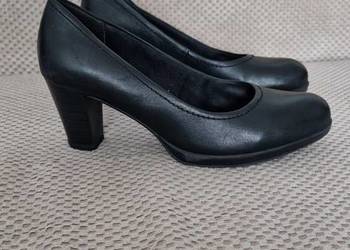 czółenka słupek czarne rozm 38 skóra