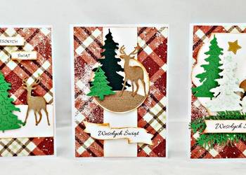 Kartki na Boże Narodzenie ręcznie robione - zestaw 3 sztuk