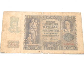 Stary banknot 20 złotych 1940 antyk unikat kolekcjonerski