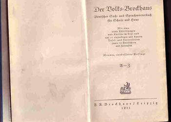 (938) DER VOLKS – BROCKHAUS – DEUTSCHES SACH UND SPRACHWORTERBUCH FUR SCHULE UND HAUS - 1941 ROK