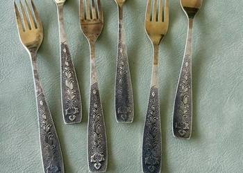 Radzieckie widelce obiadowe złocone lata 70-te