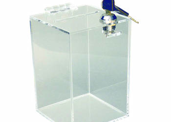 Skarbonka z plexi, pleksi bezbarwna 10x10x15 cm