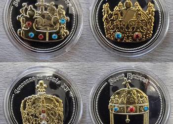4 x Korona Król Złoto Kryształy Swarovskiego Waclaw Chrobry Louis Wacław