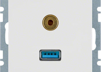 Berker Q.X Gniazdo USB + 3.5mm Audio BIAŁE 3315396089