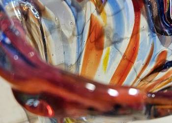 Nr 101.Duży,ciężki wazon ze szkła wielokolorowego z okresu PRL-u